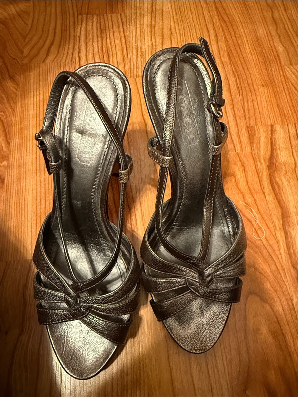 Coach Metallic Black Knotted Slingback Heels